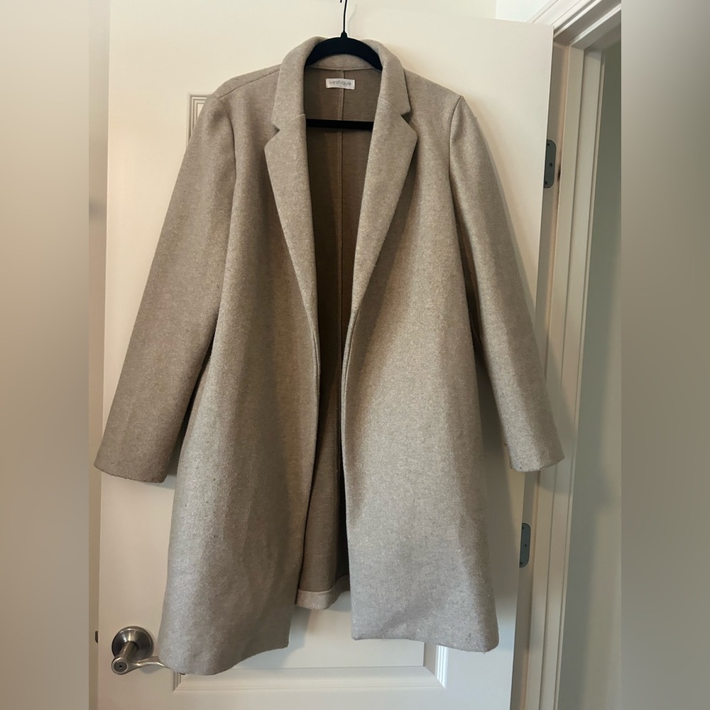 Taupe Wool Feel Trench Coat